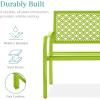 image:imageBest Choice Products Outdoor Bench 2Person Metal Steel Benches Furniture for Garden Patio Porch Entryway wGeometric Backrest 790lb Capacity  BlackLime Green