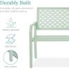 image:imageBest Choice Products Outdoor Bench 2Person Metal Steel Benches Furniture for Garden Patio Porch Entryway wGeometric Backrest 790lb Capacity  BlackMint Green