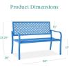 image:imageBest Choice Products Outdoor Bench 2Person Metal Steel Benches Furniture for Garden Patio Porch Entryway wGeometric Backrest 790lb Capacity  BlackOcean Blue