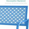 image:imageBest Choice Products Outdoor Bench 2Person Metal Steel Benches Furniture for Garden Patio Porch Entryway wGeometric Backrest 790lb Capacity  BlackOcean Blue