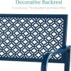 image:imageBest Choice Products Outdoor Bench 2Person Metal Steel Benches Furniture for Garden Patio Porch Entryway wGeometric Backrest 790lb Capacity  BlackPeacock Blue