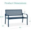 image:imageBest Choice Products Outdoor Bench 2Person Metal Steel Benches Furniture for Garden Patio Porch Entryway wGeometric Backrest 790lb Capacity  BlackPeacock Blue