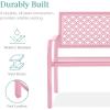 image:imageBest Choice Products Outdoor Bench 2Person Metal Steel Benches Furniture for Garden Patio Porch Entryway wGeometric Backrest 790lb Capacity  BlackPink