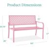 image:imageBest Choice Products Outdoor Bench 2Person Metal Steel Benches Furniture for Garden Patio Porch Entryway wGeometric Backrest 790lb Capacity  BlackPink