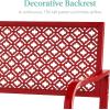 image:imageBest Choice Products Outdoor Bench 2Person Metal Steel Benches Furniture for Garden Patio Porch Entryway wGeometric Backrest 790lb Capacity  BlackRose Red