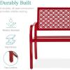 image:imageBest Choice Products Outdoor Bench 2Person Metal Steel Benches Furniture for Garden Patio Porch Entryway wGeometric Backrest 790lb Capacity  BlackRose Red