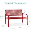 image:imageBest Choice Products Outdoor Bench 2Person Metal Steel Benches Furniture for Garden Patio Porch Entryway wGeometric Backrest 790lb Capacity  BlackRose Red