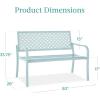 image:imageBest Choice Products Outdoor Bench 2Person Metal Steel Benches Furniture for Garden Patio Porch Entryway wGeometric Backrest 790lb Capacity  BlackSky Blue
