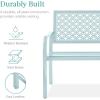 image:imageBest Choice Products Outdoor Bench 2Person Metal Steel Benches Furniture for Garden Patio Porch Entryway wGeometric Backrest 790lb Capacity  BlackSky Blue