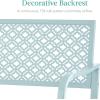 image:imageBest Choice Products Outdoor Bench 2Person Metal Steel Benches Furniture for Garden Patio Porch Entryway wGeometric Backrest 790lb Capacity  BlackSky Blue