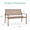 image:imageBest Choice Products Outdoor Bench 2Person Metal Steel Benches Furniture for Garden Patio Porch Entryway wGeometric Backrest 790lb Capacity  BlackTaupe