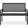 image:imageBest Choice Products Outdoor Bench 2Person Metal Steel Benches Furniture for Garden Patio Porch Entryway wGeometric Backrest 790lb Capacity  BlackBlack