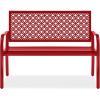 image:imageBest Choice Products Outdoor Bench 2Person Metal Steel Benches Furniture for Garden Patio Porch Entryway wGeometric Backrest 790lb Capacity  BlackRose Red