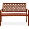 image:imageBest Choice Products Outdoor Bench 2Person Metal Steel Benches Furniture for Garden Patio Porch Entryway wGeometric Backrest 790lb Capacity  BlackRust