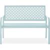 image:imageBest Choice Products Outdoor Bench 2Person Metal Steel Benches Furniture for Garden Patio Porch Entryway wGeometric Backrest 790lb Capacity  BlackSky Blue