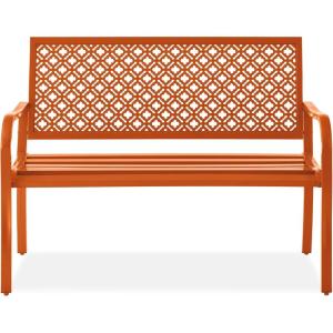image:imageBest Choice Products Outdoor Bench 2Person Metal Steel Benches Furniture for Garden Patio Porch Entryway wGeometric Backrest 790lb Capacity  BlackCarrot