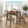 image:imageBest Choice Products 5Piece Modern Dining Set WSteel Frame Space Saving Rectangular Kitchen Table W 4 Matching Chairs amp Storage Rack for Apartments Kitchens amp Dining Rooms  Medium BrownBlackBrownBlack