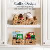 image:imageBest Choice Products 9x12 Scalloped Shelf Baskets Woven Storage Bins amp Pantry Organizer for Kitchen Living Room Bathroom Bedroom Laundry amp Nursery 4 Pack  Natural with White TrimNatural