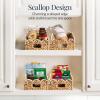 image:imageBest Choice Products 9x12 Scalloped Shelf Baskets Woven Storage Bins amp Pantry Organizer for Kitchen Living Room Bathroom Bedroom Laundry amp Nursery 4 Pack  Natural with White TrimNatural with White Trim