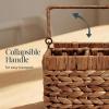image:imageBest Choice Products Utensil Caddy wHandle  4 Compartments Woven Wicker Utensil Silverware Flatware Organizer Cutlery Basket Holder for Countertop Party Picnic BBQ Kitchen Storage  NaturalChestnut