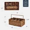 image:imageBest Choice Products Utensil Caddy wHandle  4 Compartments Woven Wicker Utensil Silverware Flatware Organizer Cutlery Basket Holder for Countertop Party Picnic BBQ Kitchen Storage  NaturalChestnut