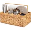 image:imageBest Choice Products Utensil Caddy wHandle  4 Compartments Woven Wicker Utensil Silverware Flatware Organizer Cutlery Basket Holder for Countertop Party Picnic BBQ Kitchen Storage  NaturalNatural