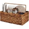 image:imageBest Choice Products Utensil Caddy wHandle  4 Compartments Woven Wicker Utensil Silverware Flatware Organizer Cutlery Basket Holder for Countertop Party Picnic BBQ Kitchen Storage  NaturalChestnut