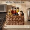 image:imageBest Choice Products Utensil Caddy wHandle  4 Compartments Woven Wicker Utensil Silverware Flatware Organizer Cutlery Basket Holder for Countertop Party Picnic BBQ Kitchen Storage  NaturalChestnut