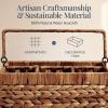 image:imageBest Choice Products Utensil Caddy wHandle  4 Compartments Woven Wicker Utensil Silverware Flatware Organizer Cutlery Basket Holder for Countertop Party Picnic BBQ Kitchen Storage  NaturalChestnut