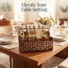 image:imageBest Choice Products Utensil Caddy wHandle  4 Compartments Woven Wicker Utensil Silverware Flatware Organizer Cutlery Basket Holder for Countertop Party Picnic BBQ Kitchen Storage  NaturalChestnut