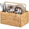 image:imageBest Choice Products Utensil Caddy wHandle  4 Compartments Woven Wicker Utensil Silverware Flatware Organizer Cutlery Basket Holder for Countertop Party Picnic BBQ Kitchen Storage  NaturalNatural