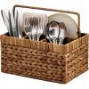 image:imageBest Choice Products Utensil Caddy wHandle  4 Compartments Woven Wicker Utensil Silverware Flatware Organizer Cutlery Basket Holder for Countertop Party Picnic BBQ Kitchen Storage  NaturalChestnut