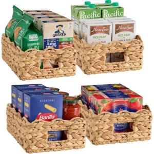 image:imageBest Choice Products 9x12 Scalloped Shelf Baskets Woven Storage Bins amp Pantry Organizer for Kitchen Living Room Bathroom Bedroom Laundry amp Nursery 4 Pack  Natural with White TrimNatural