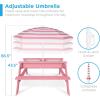 image:imageBest Choice Products 3in1 Sand and Water Table for Toddlers Kids Picnic Table with Umbrella Seats up to 4 220 lb Capacity Per Bench Removable Top Panel 2 Buckets  PinkPink