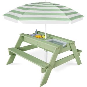 image:imageBest Choice Products 3in1 Sand and Water Table for Toddlers Kids Picnic Table with Umbrella Seats up to 4 220 lb Capacity Per Bench Removable Top Panel 2 Buckets  PinkSage