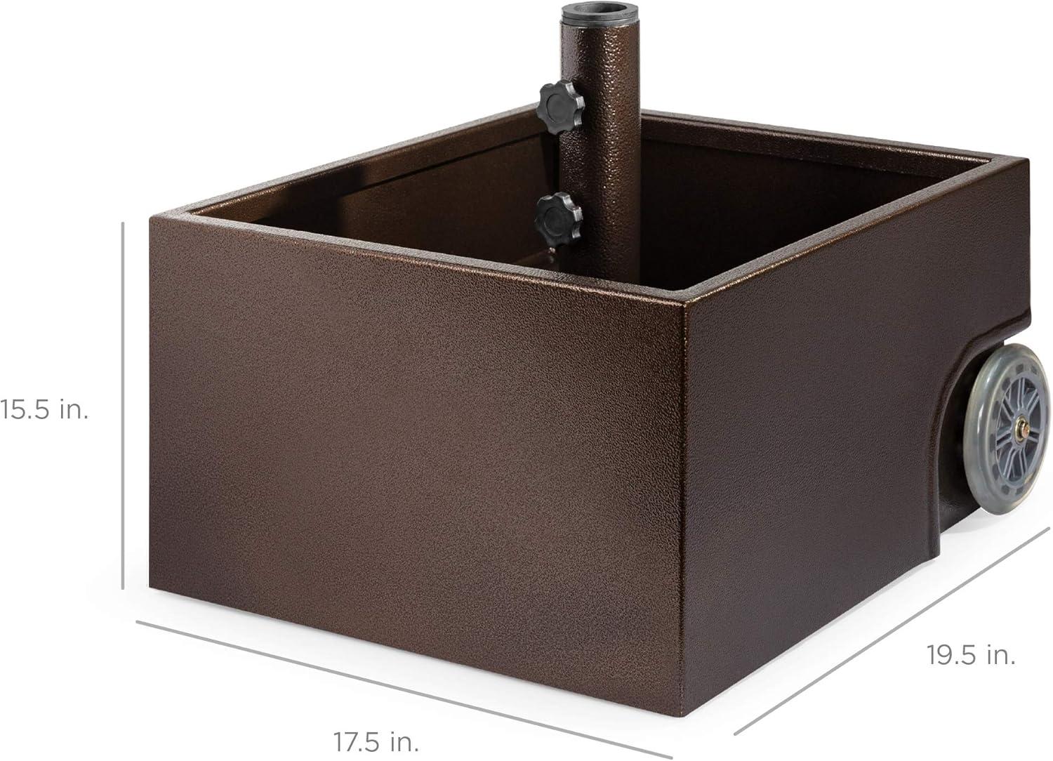 image:imageBest Choice Products 150lb Capacity Portable Steel Umbrella Base Stand for Outdoor Patio Garden Market wFillable Planter Drainage 2 Adjustment Knobs Handle Wheels