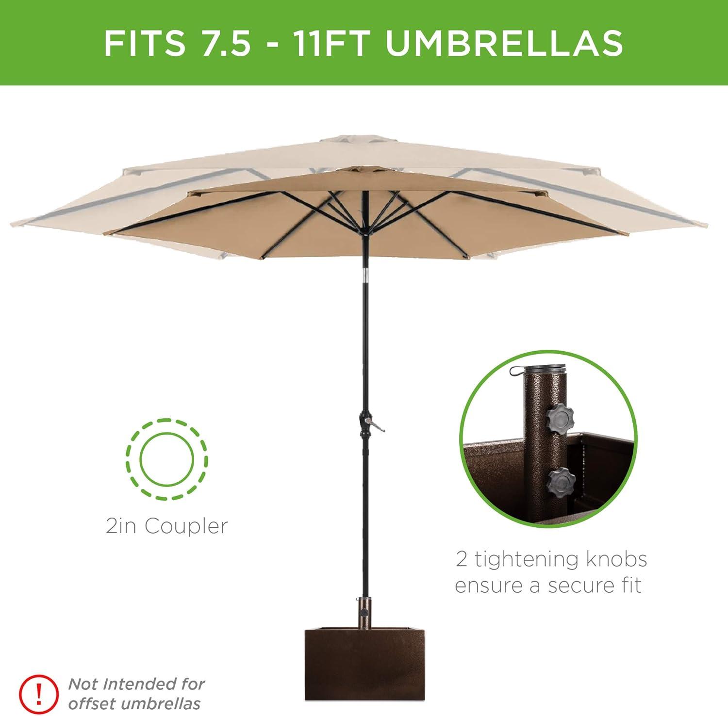 image:imageBest Choice Products 150lb Capacity Portable Steel Umbrella Base Stand for Outdoor Patio Garden Market wFillable Planter Drainage 2 Adjustment Knobs Handle Wheels