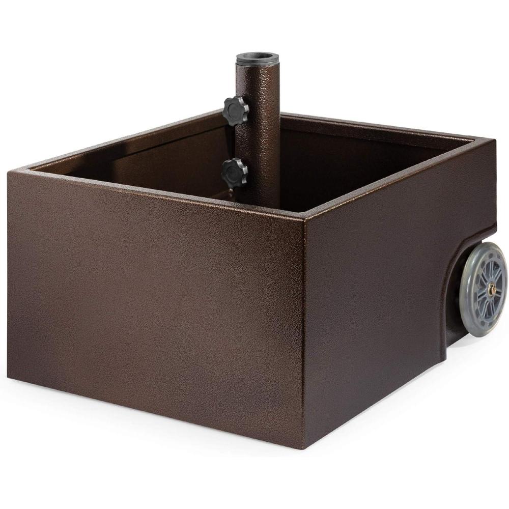 image:imageBest Choice Products 150lb Capacity Portable Steel Umbrella Base Stand for Outdoor Patio Garden Market wFillable Planter Drainage 2 Adjustment Knobs Handle Wheels
