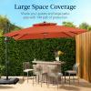image:imageBest Choice Products 10x10ft Cantilever Patio Umbrella wBase Included Solar LED Lights 360 Rotation Large Offset Hanging Outdoor Shade for Deck Pool Backyard wStand  SandRust