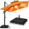 image:imageBest Choice Products 10x10ft Cantilever Patio Umbrella wBase Included Solar LED Lights 360 Rotation Large Offset Hanging Outdoor Shade for Deck Pool Backyard wStand  SandOrange