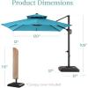 image:imageBest Choice Products 10x10ft Cantilever Patio Umbrella wBase Included Solar LED Lights 360 Rotation Large Offset Hanging Outdoor Shade for Deck Pool Backyard wStand  SandSky Blue