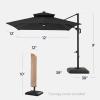 image:imageBest Choice Products 10x10ft Cantilever Patio Umbrella wBase Included Solar LED Lights 360 Rotation Large Offset Hanging Outdoor Shade for Deck Pool Backyard wStand  SandGray