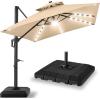 image:imageBest Choice Products 10x10ft Cantilever Patio Umbrella wBase Included Solar LED Lights 360 Rotation Large Offset Hanging Outdoor Shade for Deck Pool Backyard wStand  SandSand