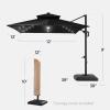 image:imageBest Choice Products 10x10ft Cantilever Patio Umbrella wBase Included Solar LED Lights 360 Rotation Large Offset Hanging Outdoor Shade for Deck Pool Backyard wStand  SandBlack