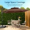 image:imageBest Choice Products 10x10ft Cantilever Patio Umbrella wBase Included Solar LED Lights 360 Rotation Large Offset Hanging Outdoor Shade for Deck Pool Backyard wStand  SandBrown