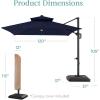 image:imageBest Choice Products 10x10ft Cantilever Patio Umbrella wBase Included Solar LED Lights 360 Rotation Large Offset Hanging Outdoor Shade for Deck Pool Backyard wStand  SandNavy Blue