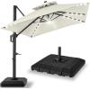 image:imageBest Choice Products 10x10ft Cantilever Patio Umbrella wBase Included Solar LED Lights 360 Rotation Large Offset Hanging Outdoor Shade for Deck Pool Backyard wStand  SandIvory