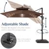 image:imageBest Choice Products 10x10ft Cantilever Patio Umbrella wBase Included Solar LED Lights 360 Rotation Large Offset Hanging Outdoor Shade for Deck Pool Backyard wStand  SandBrown