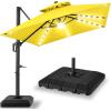 image:imageBest Choice Products 10x10ft Cantilever Patio Umbrella wBase Included Solar LED Lights 360 Rotation Large Offset Hanging Outdoor Shade for Deck Pool Backyard wStand  SandYellow