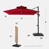 image:imageBest Choice Products 10x10ft Cantilever Patio Umbrella wBase Included Solar LED Lights 360 Rotation Large Offset Hanging Outdoor Shade for Deck Pool Backyard wStand  SandRed